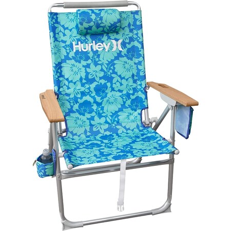 Hurley Hi-Boy Wood Arm Beach Chair, Knockout Floral, Unity Blue CHHRHBKOUB